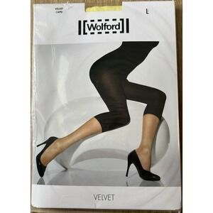 Wolford Velvet Capri Tights Lime Pie Yellow Opaque Matte Soft Luxury Hosiery L